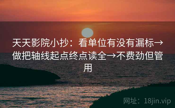 天天影院小抄：看单位有没有漏标→做把轴线起点终点读全→不费劲但管用